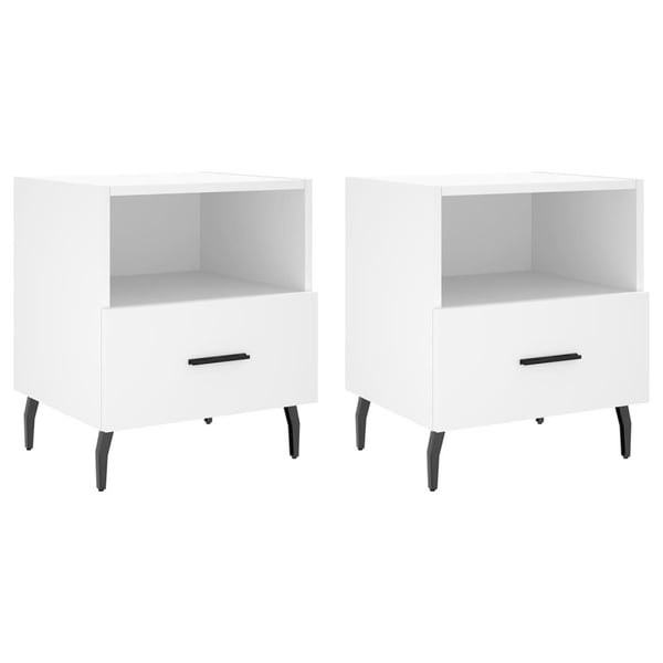 vidaXL Nattbord 2 stk hvit 40x35x47,5 cm konstruert tre