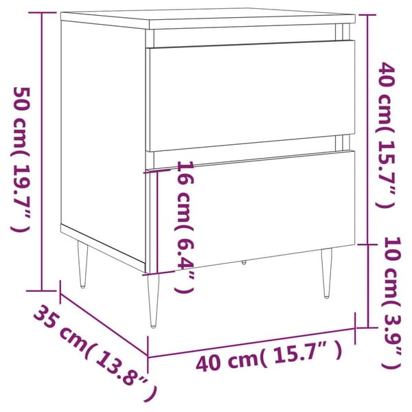 vidaXL Nattbord svart 40x35x50 cm konstruert tre