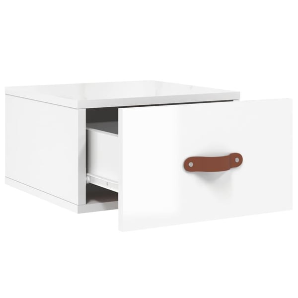 vidaXL Veggmonterte nattbord 2 stk høyglans hvit 35x35x20 cm