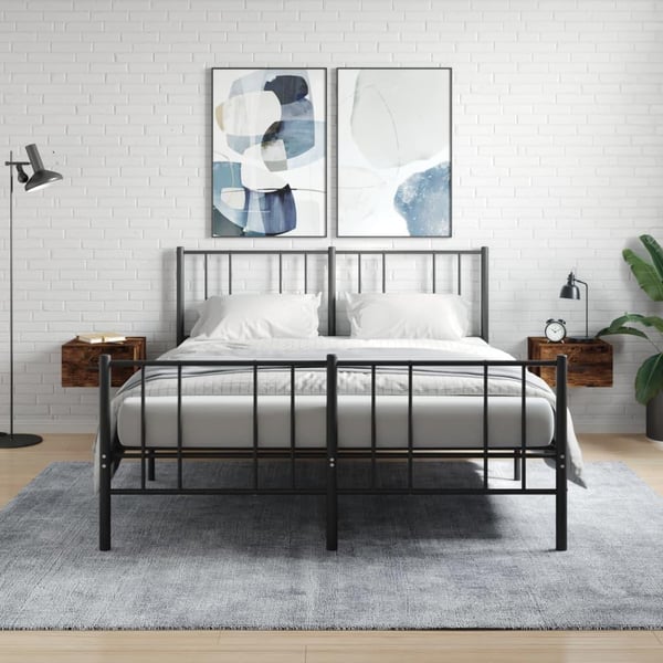 vidaXL væghængte sengeborde 2 stk. 35x35x20 cm røget egetræsfarve