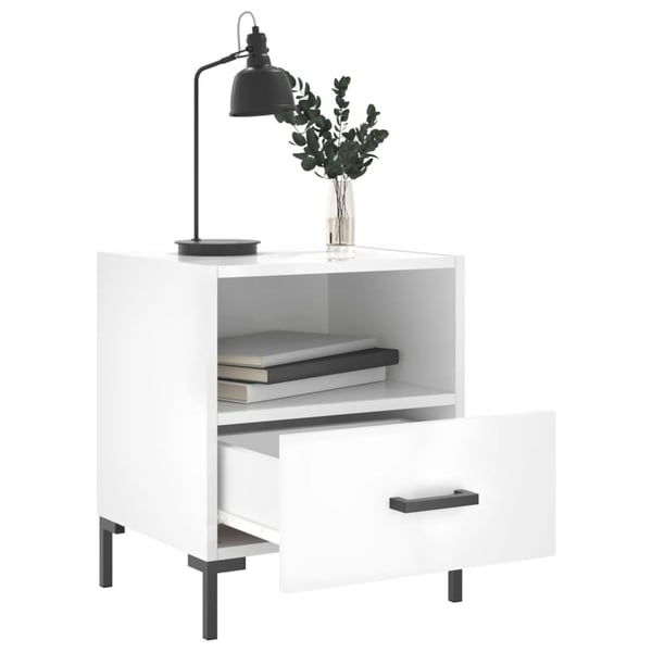 vidaXL Nattbord 2 stk høyglans hvit 40x35x47,5 cm konstruert tre