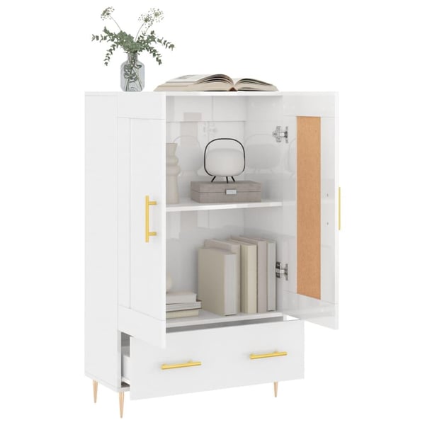 vidaXL Högskåp vit högglans 69,5x31x115 cm konstruerat trä