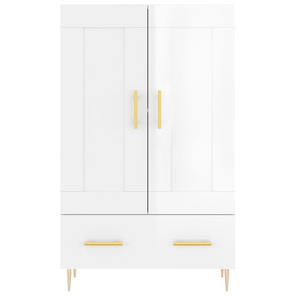 vidaXL Högskåp vit högglans 69,5x31x115 cm konstruerat trä