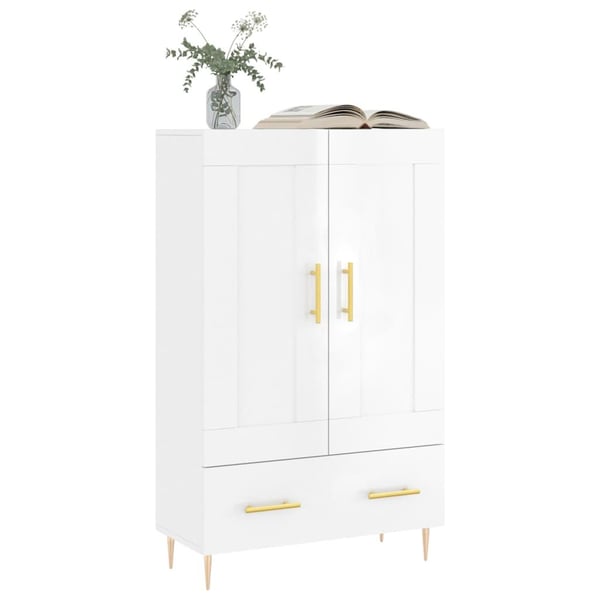 vidaXL Högskåp vit högglans 69,5x31x115 cm konstruerat trä