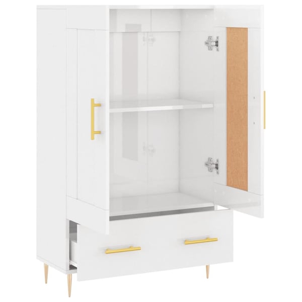 vidaXL Högskåp vit högglans 69,5x31x115 cm konstruerat trä