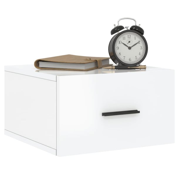 vidaXL Veggmonterte nattbord 2 stk høyglans hvit 35x35x20 cm