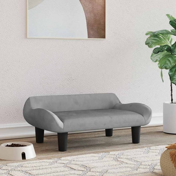 vidaXL hundeseng 70x40x24 cm velour lysegrå