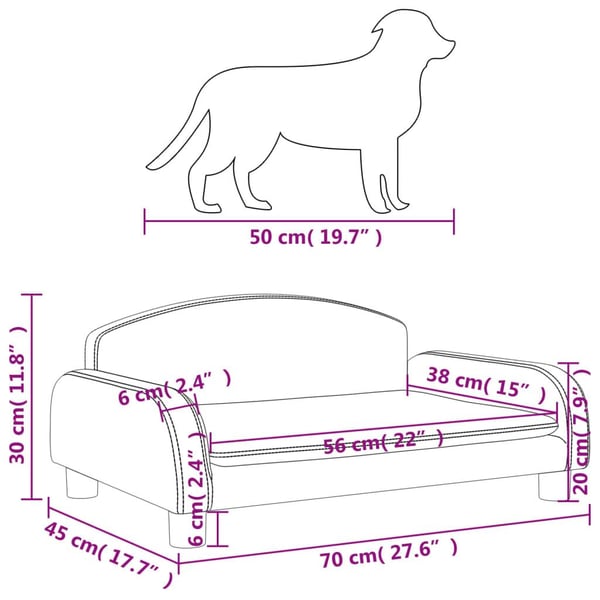 vidaXL hundeseng 70x45x30 cm kunstlæder sort