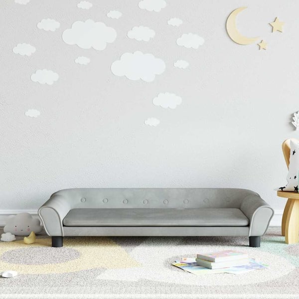 vidaXL sofa til børn 100x50x26 cm velour lysegrå