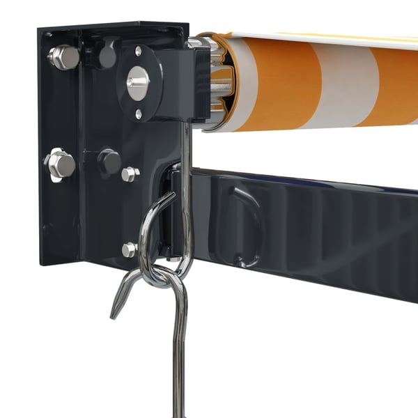 vidaXL Uttrekkbar markise gul og hvit 5x3 m stoff og aluminium