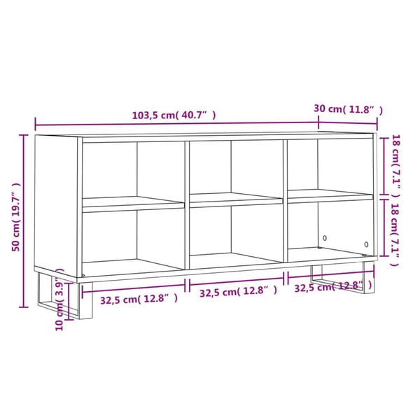 vidaXL tv-bord 103,5x30x50 cm konstrueret træ grå sonoma-eg