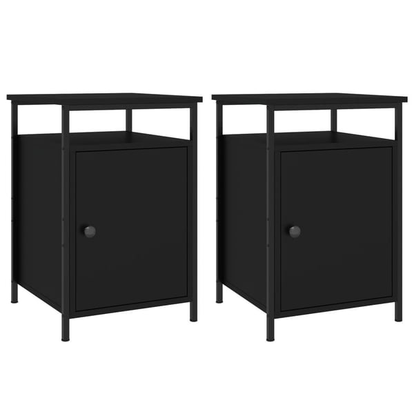 vidaXL sengeborde 2 stk. 40x42x60 cm konstrueret træ sort