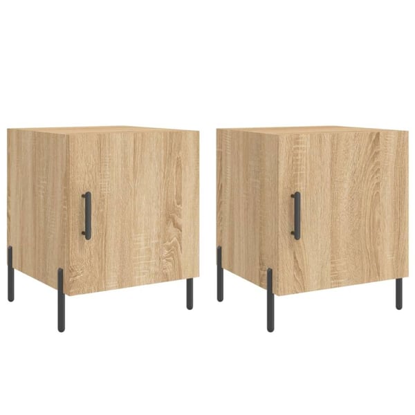 vidaXL sengeborde 2 stk. 40x40x50 cm konstrueret træ sonoma-eg