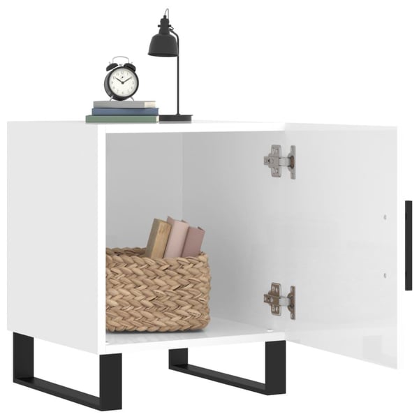 vidaXL Nattbord høyglans hvit 40x40x50 cm konstruert tre