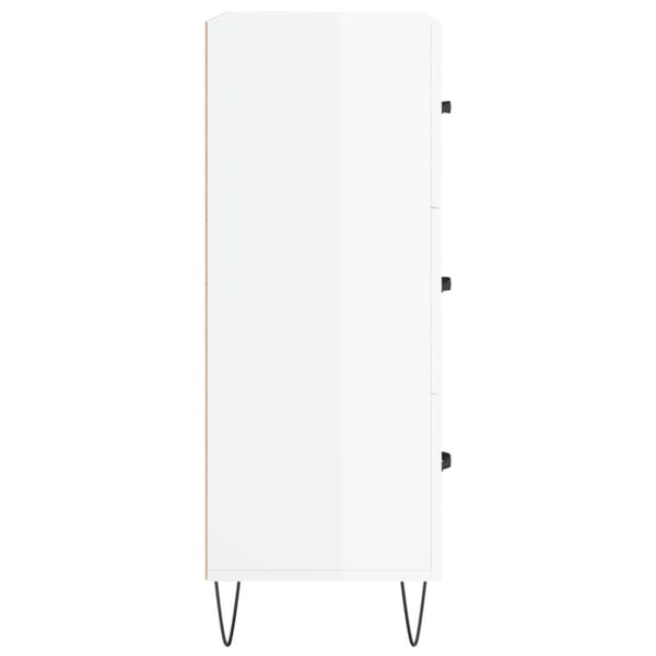 vidaXL Skjenk høyglans hvit 69,5x34x90 cm konstruert tre