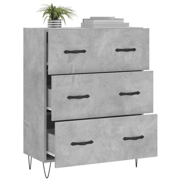 vidaXL Skjenk betonggrå 69,5x34x90 cm konstruert tre