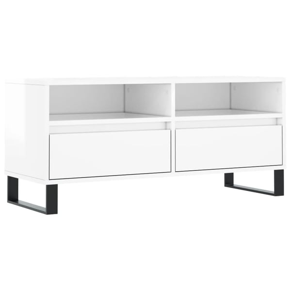 vidaXL tv-bord 100x34,5x44,5 cm konstrueret træ hvid højglans