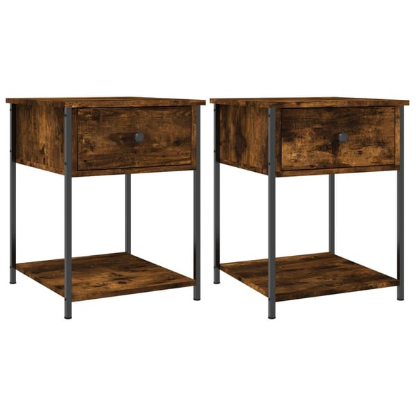 vidaXL sengeborde 2 stk. 44x45x58 cm røget egetræsfarve