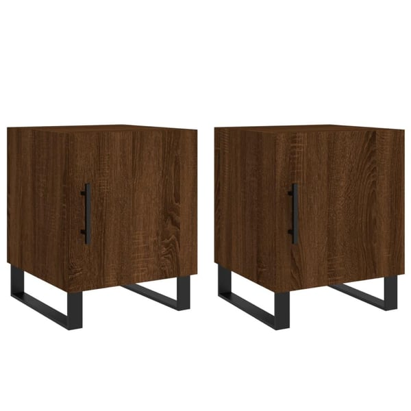 vidaXL sengeborde 2 stk. 40x40x50 cm konstrueret træ brunt egetræ
