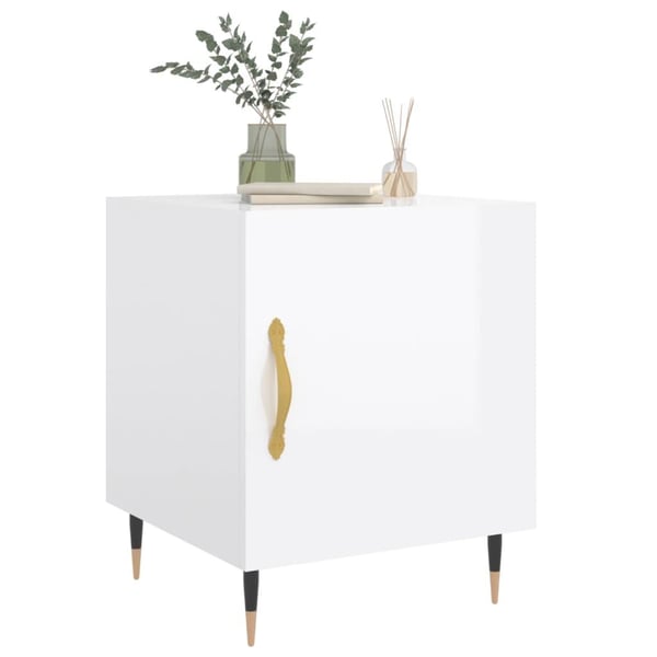 vidaXL Nattbord 2 stk høyglans hvit 40x40x50 cm konstruert tre