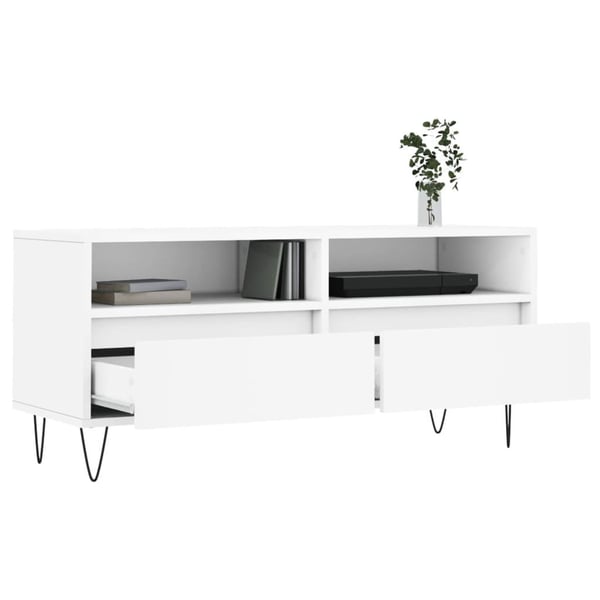 vidaXL TV-benk hvit 100x34,5x44,5 cm konstruert tre