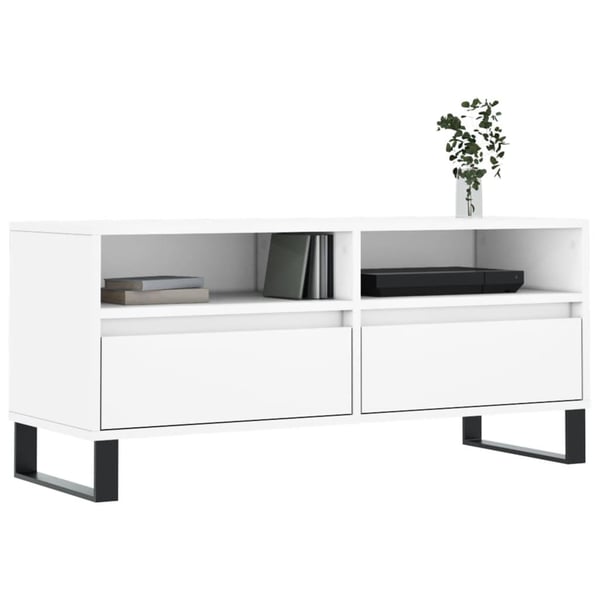 vidaXL TV-benk hvit 100x34,5x44,5 cm konstruert tre