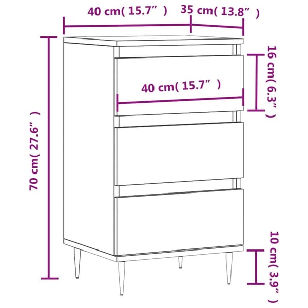 vidaXL Byrå vit 40x35x70 cm konstruerat trä
