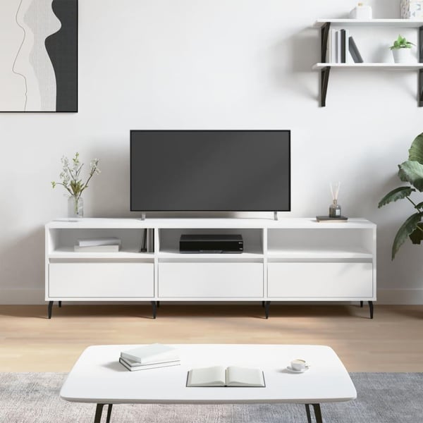 vidaXL TV-benk hvit 150x30x44,5 cm konstruert tre