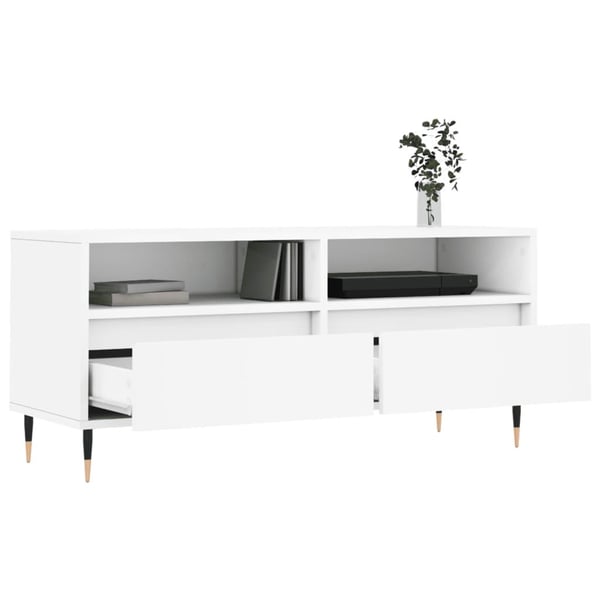 vidaXL TV-benk hvit 100x34,5x44,5 cm konstruert tre