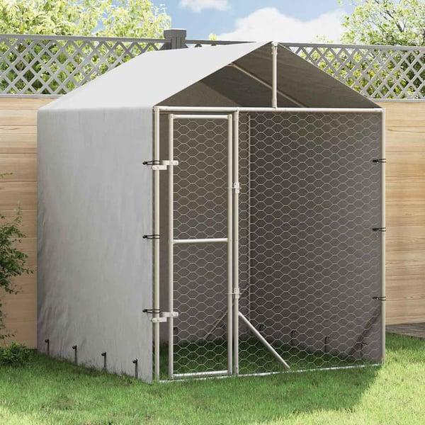 vidaXL Utendørs hundekennel sølv 2x2x2,5 m galvanisert stål