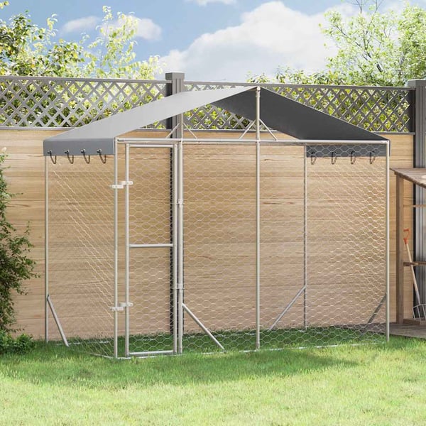 vidaXL Utendørs hundekennel sølv 3x1,5x2,5 m galvanisert stål