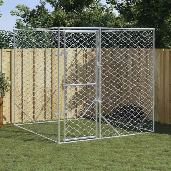 vidaXL Utendørs hundekennel sølv 2x2x2 m galvanisert stål