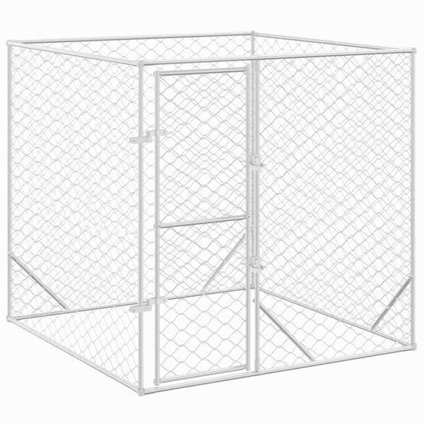 vidaXL Koiran ulkohäkki hopea 2x2x2 m galvanoitu teräs