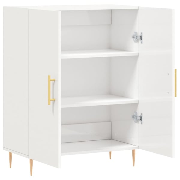vidaXL skænk 69,5x34x90 cm konstrueret træ hvid højglans