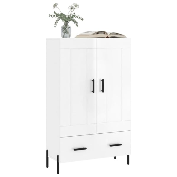vidaXL Highboard høyglans hvit 69,5x31x115 cm konstruert tre