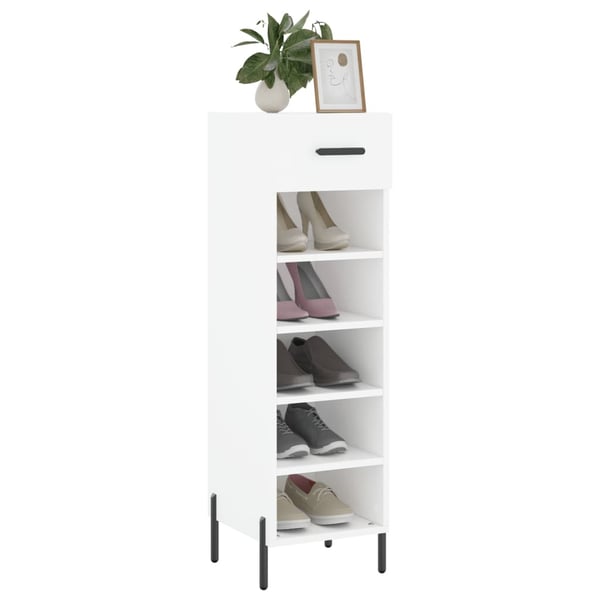vidaXL Skohylle hvit 30x35x105 cm konstruert tre