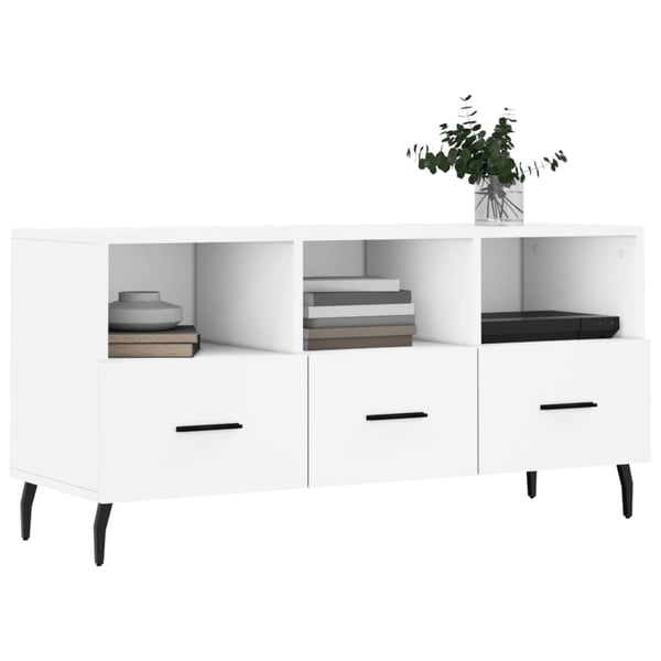 vidaXL TV-benk hvit 102x36x50 cm konstruert tre