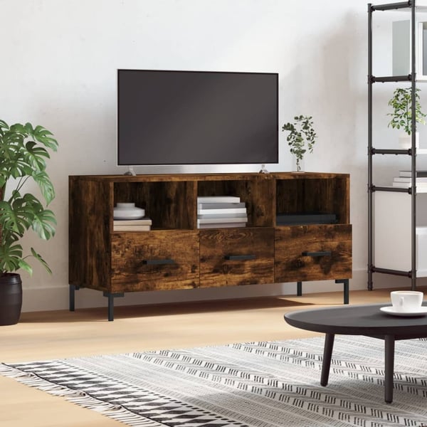 vidaXL tv-bord 102x36x50 cm konstrueret træ røget egetræsfarve