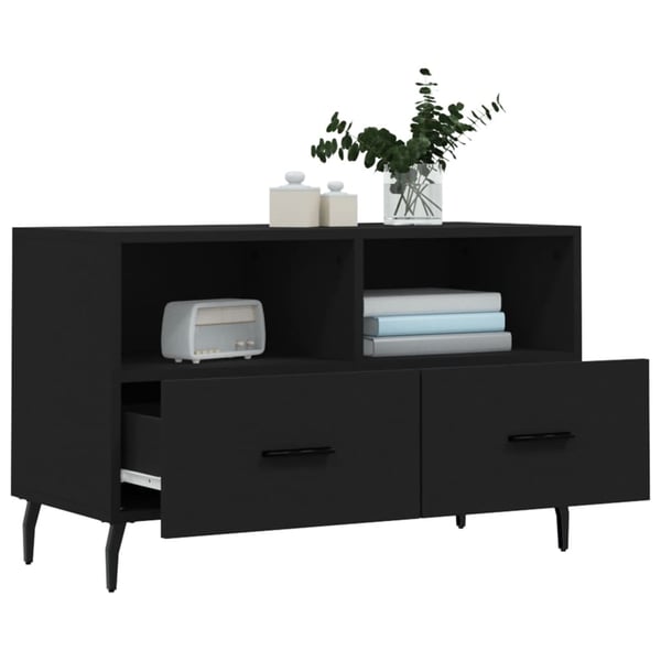vidaXL tv-bord 80x36x50 cm konstrueret træ sort