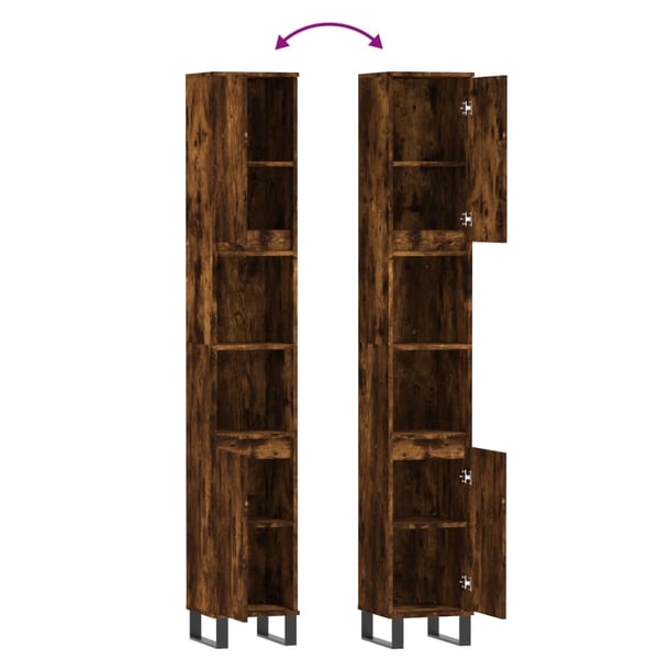 vidaXL Baderomsskap røkt eik 30x30x190 cm konstruert tre