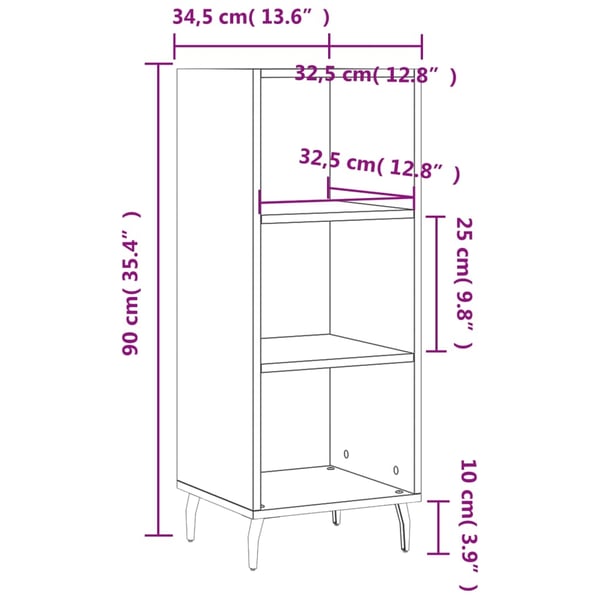 vidaXL Skjenk sonoma eik 34,5x32,5x90 cm konstruert tre