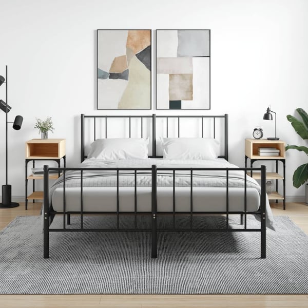 vidaXL sengeborde 2 stk. 35x34,5x70 cm konstrueret træ sonoma-eg