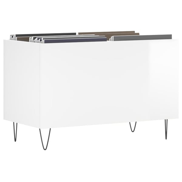 vidaXL Hifi-benk høyglans hvit 74,5x38x48 cm konstruert tre