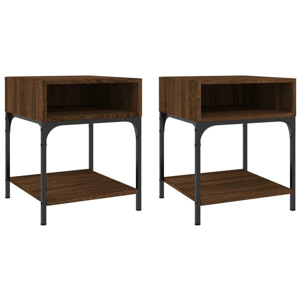 vidaXL Nattbord 2 stk brun eik 40x41x50 cm konstruert tre