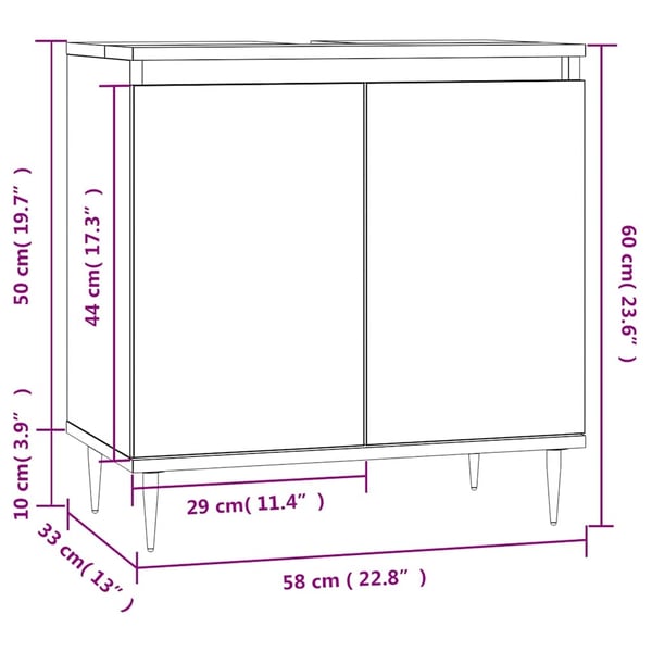 vidaXL badeværelsesskab 58x33x60 cm konstrueret træ sonoma-eg