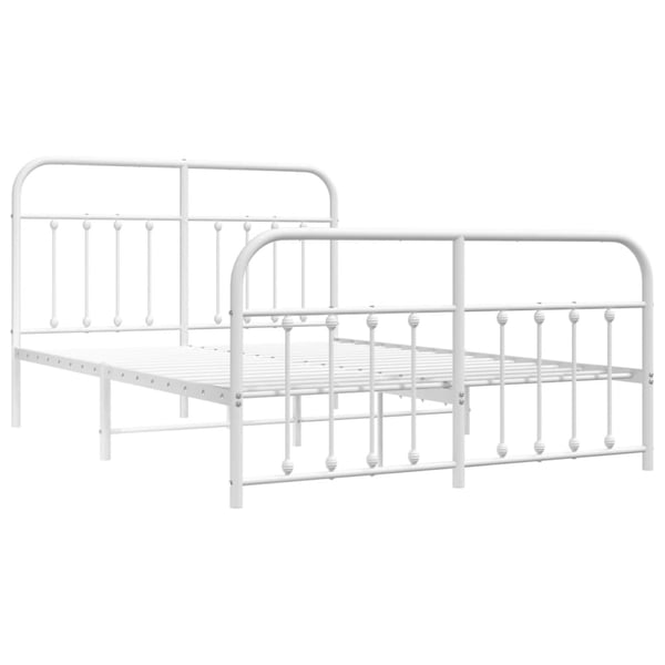 vidaXL Sengeramme i metall med hode- og fotgavl hvit 150x200 cm