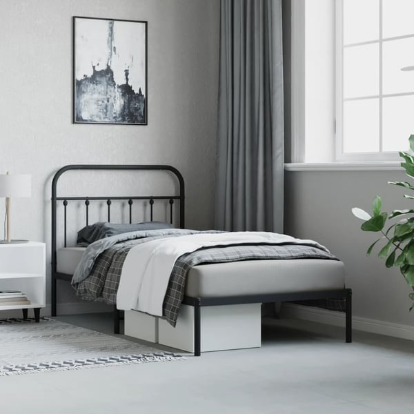 vidaXL Sengeramme i metall med hodegavl svart 100x190 cm