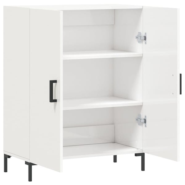 vidaXL Skjenk høyglans hvit 69,5x34x90 cm konstruert tre