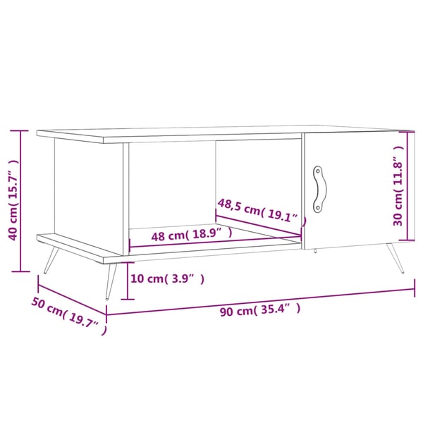 vidaXL Salongbord betonggrå 90x50x40 cm konstruert tre