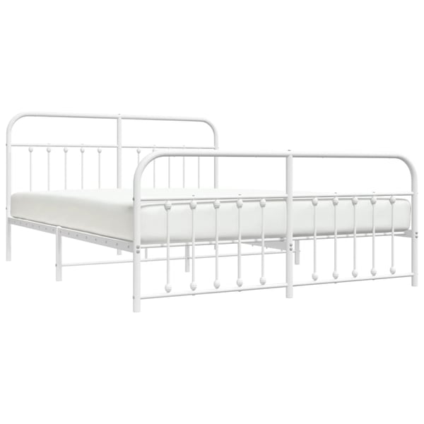 vidaXL Sengeramme i metall med hode- og fotgavl hvit 183x213 cm